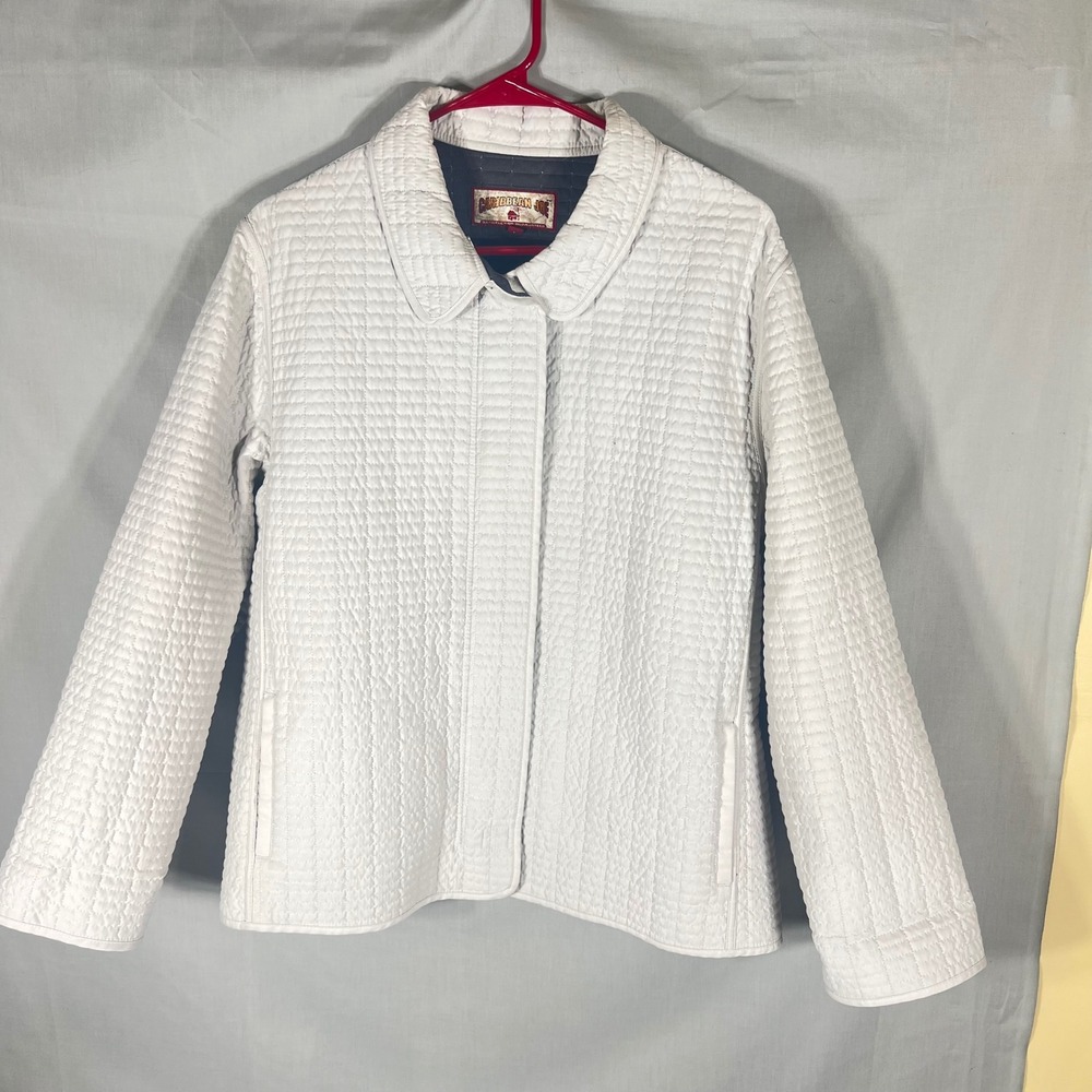 Caribbean Joe Quilted Jacket Textured White Womens Large